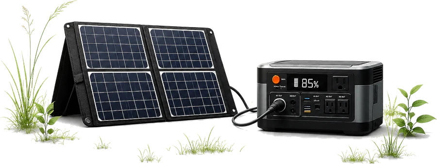 Portable solar panel kit with power station — off-grid solar charging system
